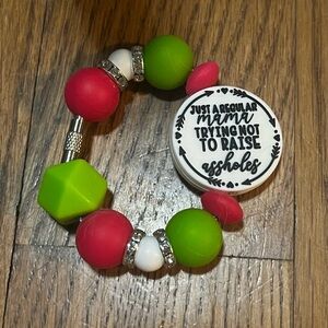 New double sided sarcastic Mom Funny Beaded Tumbler cup handle charm Bracelet